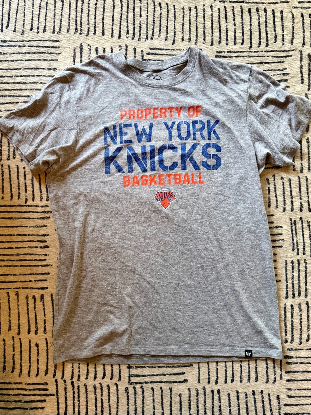 47 Brand New York Knicks Gray Tee with Blue & Orange Logo